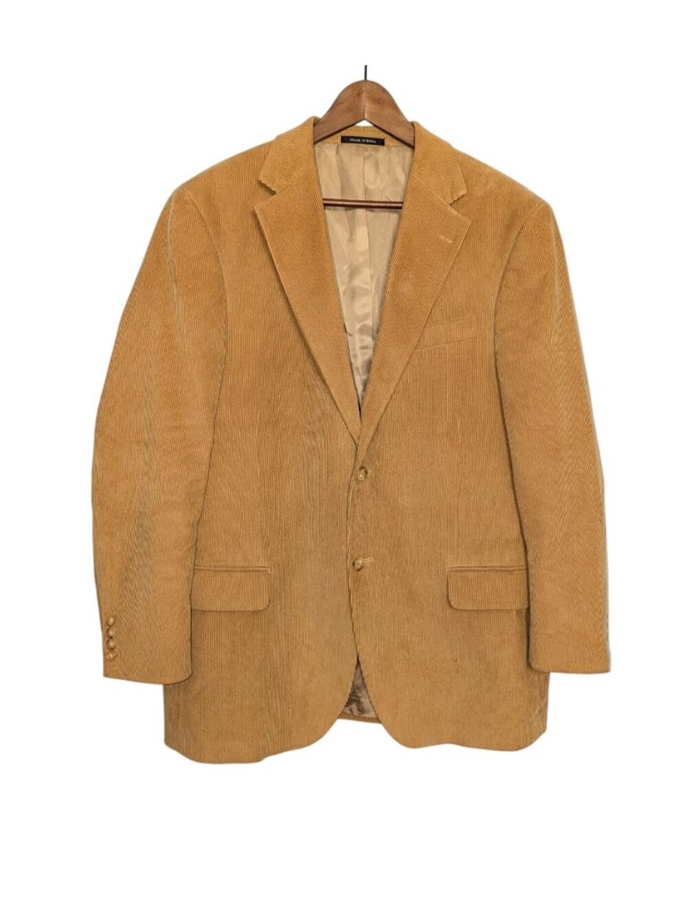 Vintage 90s Lands End Camel Tan Corduroy Sport Coat Blazer Jacket 42 Regular